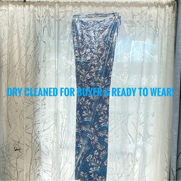 REBECCA TAYLOR blue floral print high rise waisted wide leg pants front pockets - Picture 11 of 14